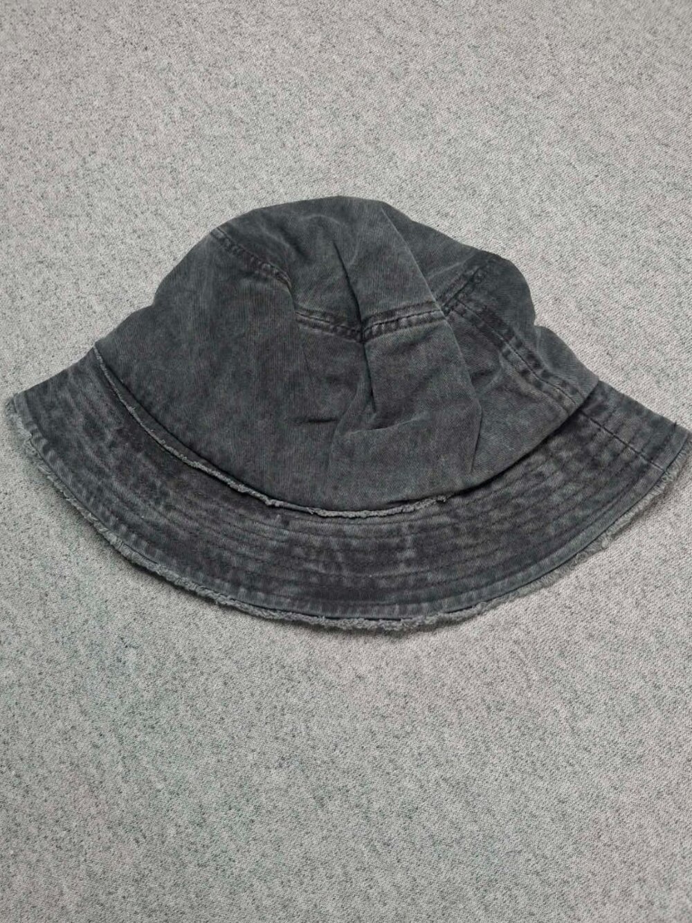 Vintage Style Black Charcoal Denim Bucket Hat One Size Unisex Y2K Casual